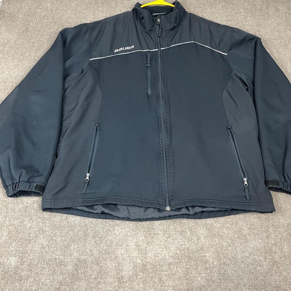 Bauer Team Hockey Warmup Jacket Mens XL Black Embroidered Logo Full Zip Athletic